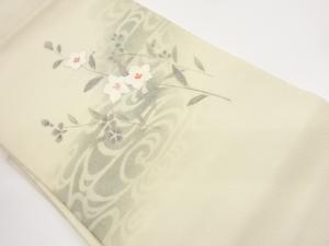 絽金彩流水に花葉模様刺繍名古屋帯